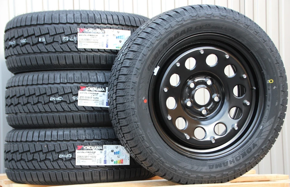 VW Bus T5 T6.1 Satz Räder Stahlfelgen schwarz Yokohama Off Road Ganzjahresreifen - Bild 2 von 4