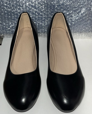 #ad Women Low Chunky Wedge Heel Round Toe Comfortable Slip On Pump Black Size 8 8.5 $12.74