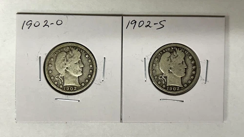 Lot of 2 - 1902-O & S Barber Quarters - Better Grade - Original