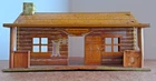 Vintage 1950s Marx Fort Dearborn Tin Litho Log Cabin w/ Chimney Open Back