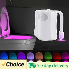 LED Toilet Bathroom Night Light PIR Motion Activated Seat Sensor 8Color Changing