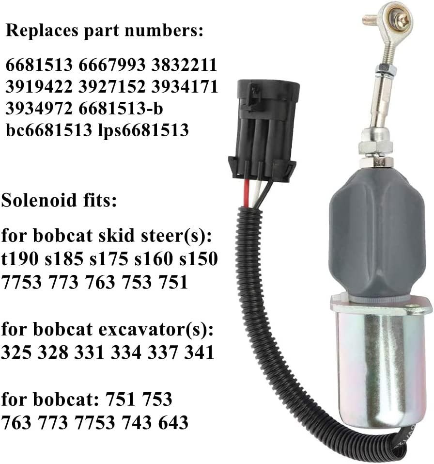 ZeeKee Fuel Shut Off Solenoid Switch Compatible with Bobcat Skid Steer 751 753 7