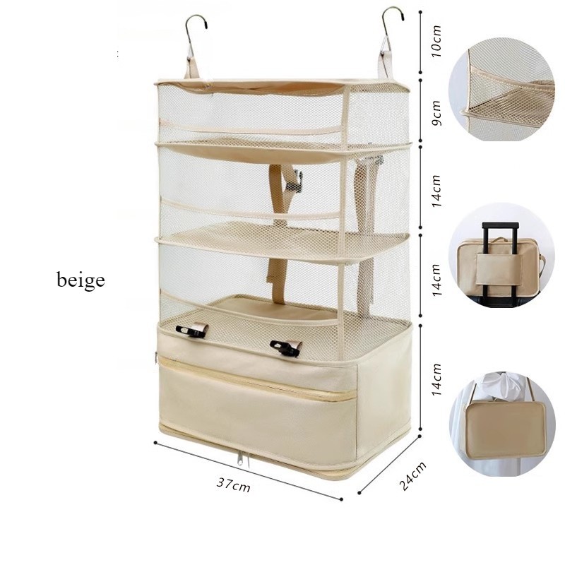 2- Hook Hanging Clothes Storage Shoulder Bag Layered Folding Organizer Holder