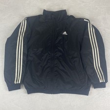 Vintage Adidas Windbreaker Jacket Mens Medium Black White Three Stripe Retro