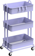 3-Tier Heavy Duty Metal Utility Rolling Cart w/ Locking Caster, Mobility, Sturdy