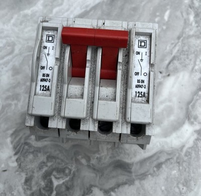 Square D 125 Amp 4 polig Hauptlasttrennschalter gebraucht funktionstüchtig