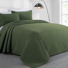 HOMBYS Alaska King 132x 120 Bedspread Coverlet 132"x120", Olive