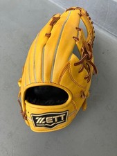 HIG ZETT Winning Road Leather Baseball Glove Infield Yellow Used