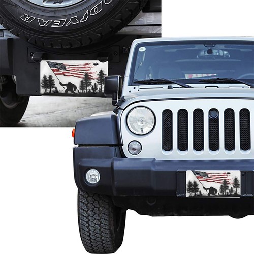American Flag Bigfoot Aluminum Car Tag  RustFree Vanity Plate 6" x 12" - Bild 7 von 7