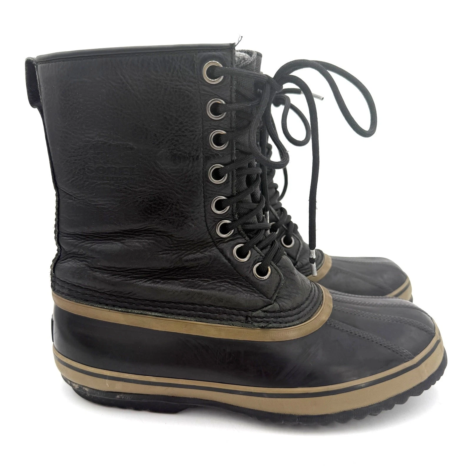 Sorel Men's Black Leather 1964 Premium T Snow Lace Up Boots Size 8