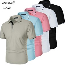 Men Breathable Summer Polo Shirt Lightweight Casual Short Sleeve Top Daily Fit