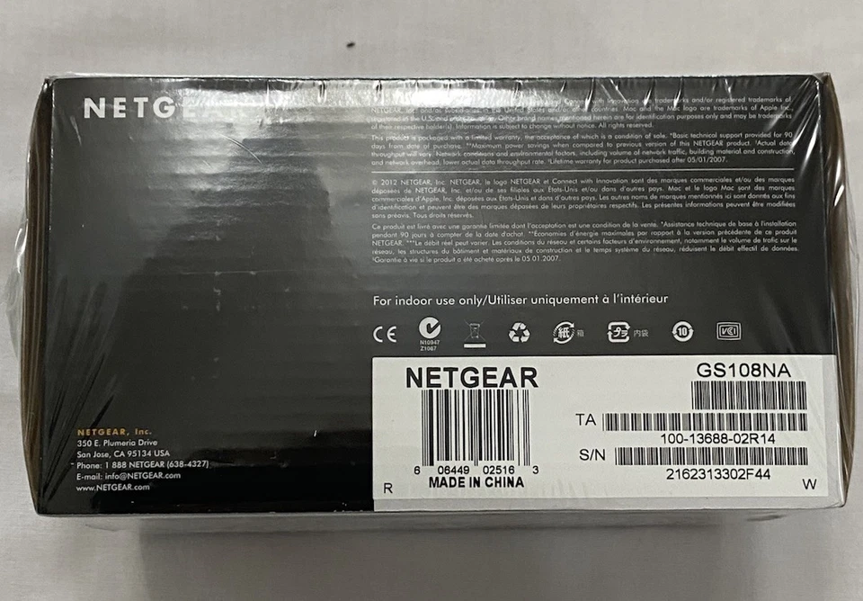 Netgear Prosafe 8 Port Gigabit Switch GS108 10/100/1000 Mbps New in Box - Image 3 of 4