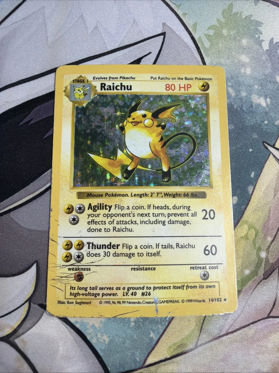 Raichu Pokémon TCG Shadowless Individual Collectible Card Game