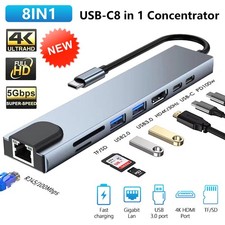 USB C Type C Hub Ethernet Multiport Adapter For MacBook Pro/Air iPad Pro Laptop