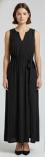 Womens Simply Vera Black Cinched Split Sides Hem Maxi Dress Ribbon Tie Belt Sz S