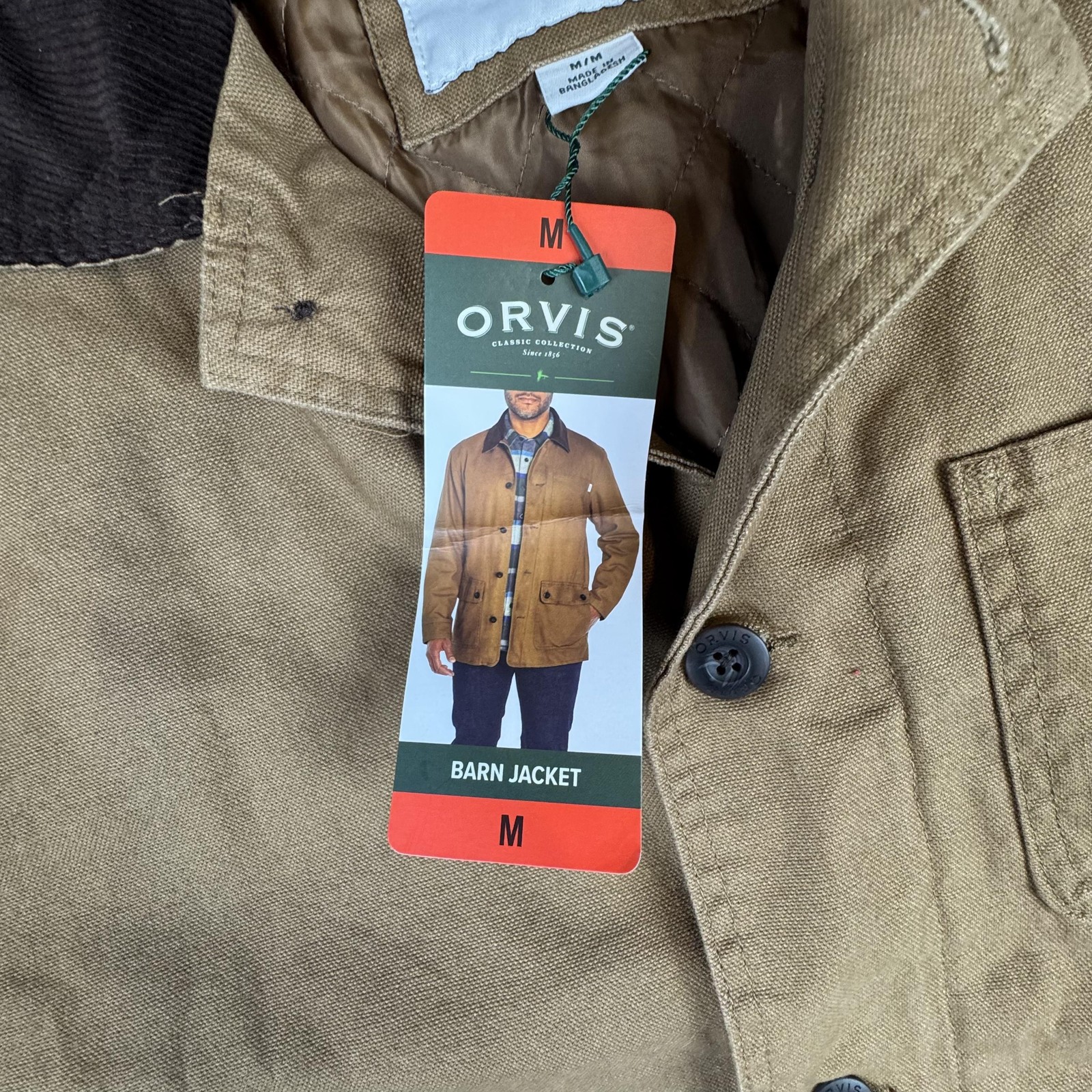 Orvis Barn Jacket Mens Medium Brown Classic Cotton Lined Outdoor Field Coat New