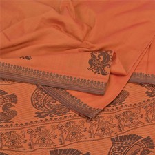 Sanskriti Vintage Orange Saree Art Silk 5Yd Fabric Premium Woven Baluchari Sari