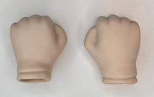 2 Ceramic Doll Parts 1" Hands Fists Left Right Repair Replacement Vintage