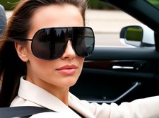 Sun Glasses Celebrity Big Single One Piece Lens Designer Beach Polarized Women
