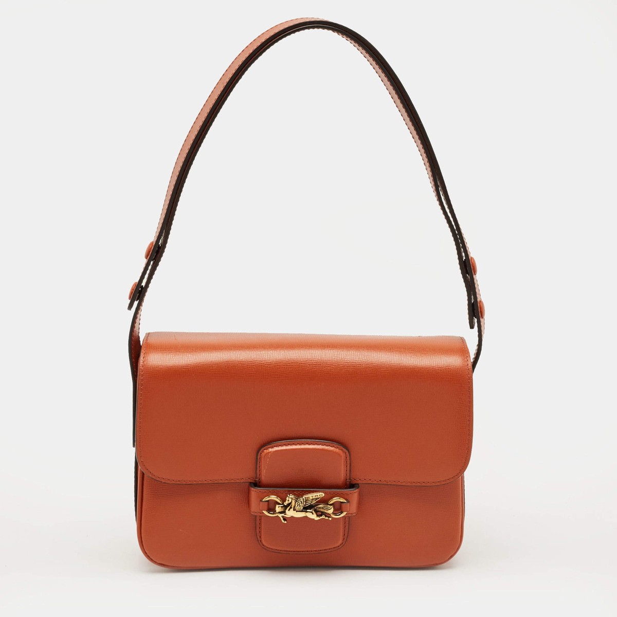 Etro Brick Brown Leather Pegaso Flap Shoulder Bag | eBay
