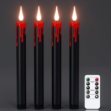 Halloween Flameless Taper Candles with Remote and Timer, Battery Operated 3D Wic