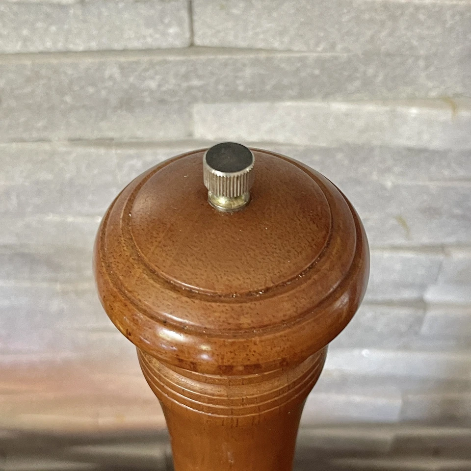 Molinillo de pimienta Thompson antiguo de 17" madera de arce acero al carbono tamaño de restaurante Foto 3 de 4