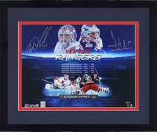 Framed Igor Shesterkin & Henrik Lundqvist Rangers Signed 16x20 Outdoor Photo-LE