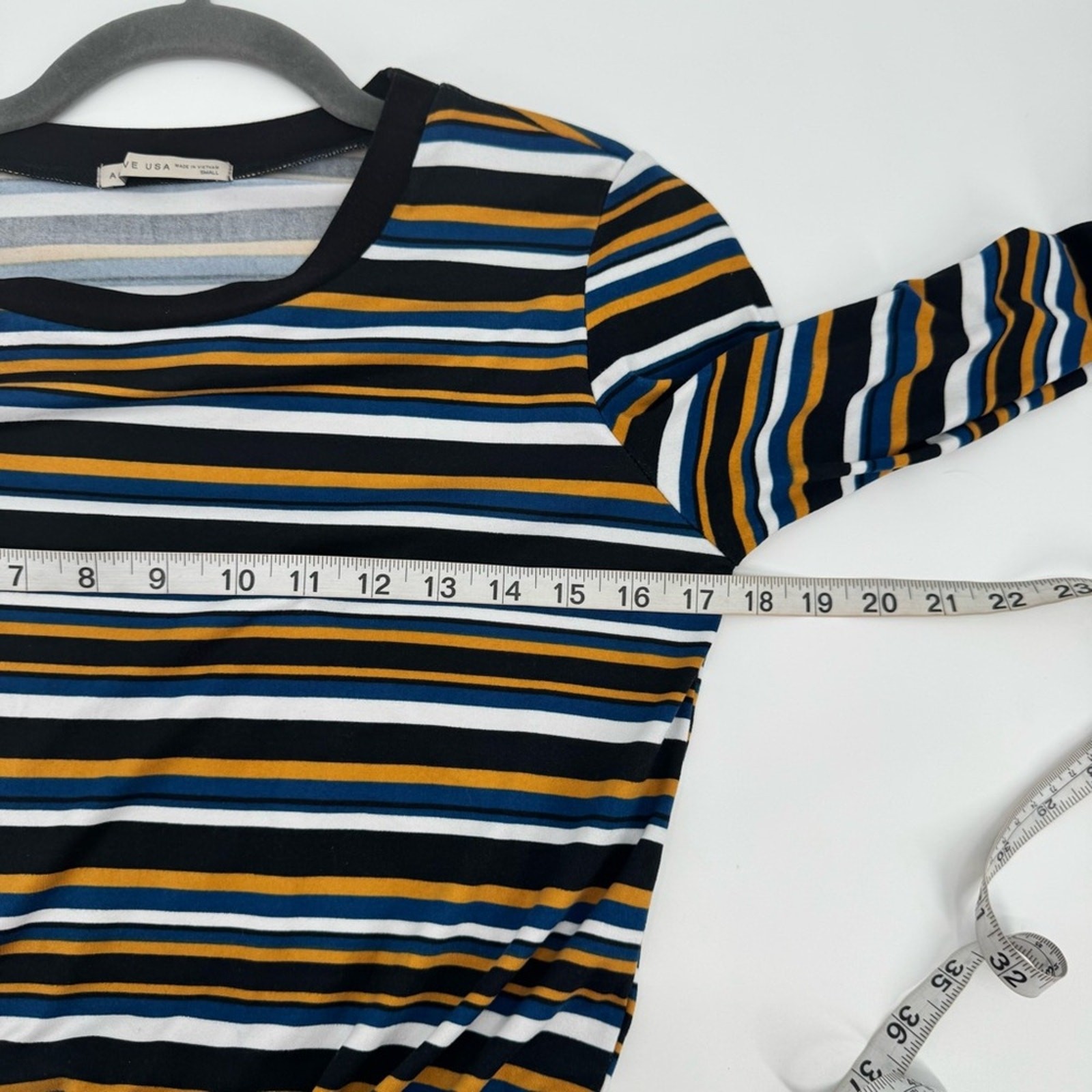 Active USA Basic Multicolor Stripe Tie Front Crew… - image 7