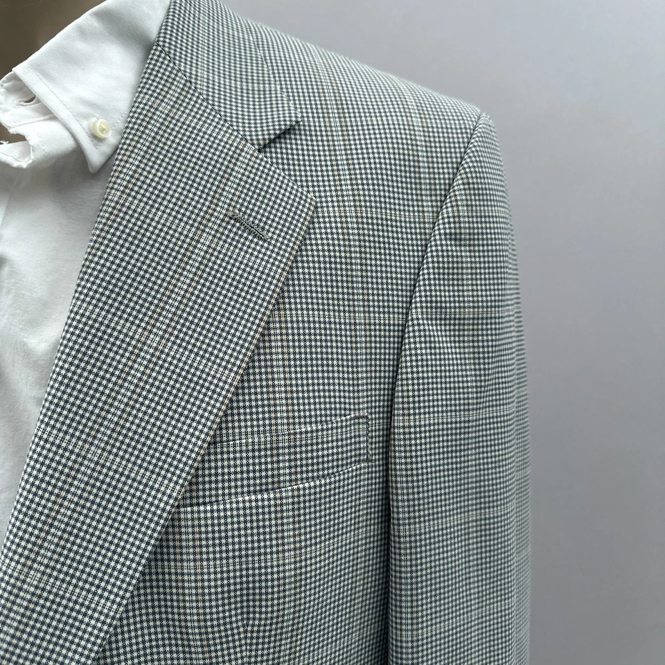 Lands End Blazer 男式 44R 多色格子羊毛西装夹克运动外套学院风 — 第 3/4 张图片