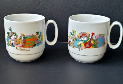 2 Rosenthal Porcelain Coffee Mugs Bjorn Wiinblad Mandolin Arabian Mug Tea German