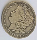 1891 CC Morgan Silver Dollar  90% SILVER  $1 Coin  Carson City