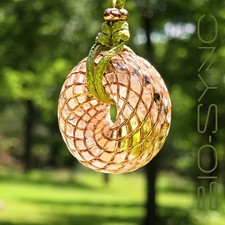 Golden Ratio Torus Vortex Energy Pendant  Copper Moldavite  Zincite 777Hz 963Hz