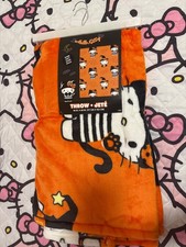 HELLO KITTY HALLOWEEN FAUX THROW BLANKET 46x60  Orange Soft
