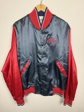 VTG Bud Light Beer Anheuser Satin Bomber Jacket Sz L Snap Closer Made In USA