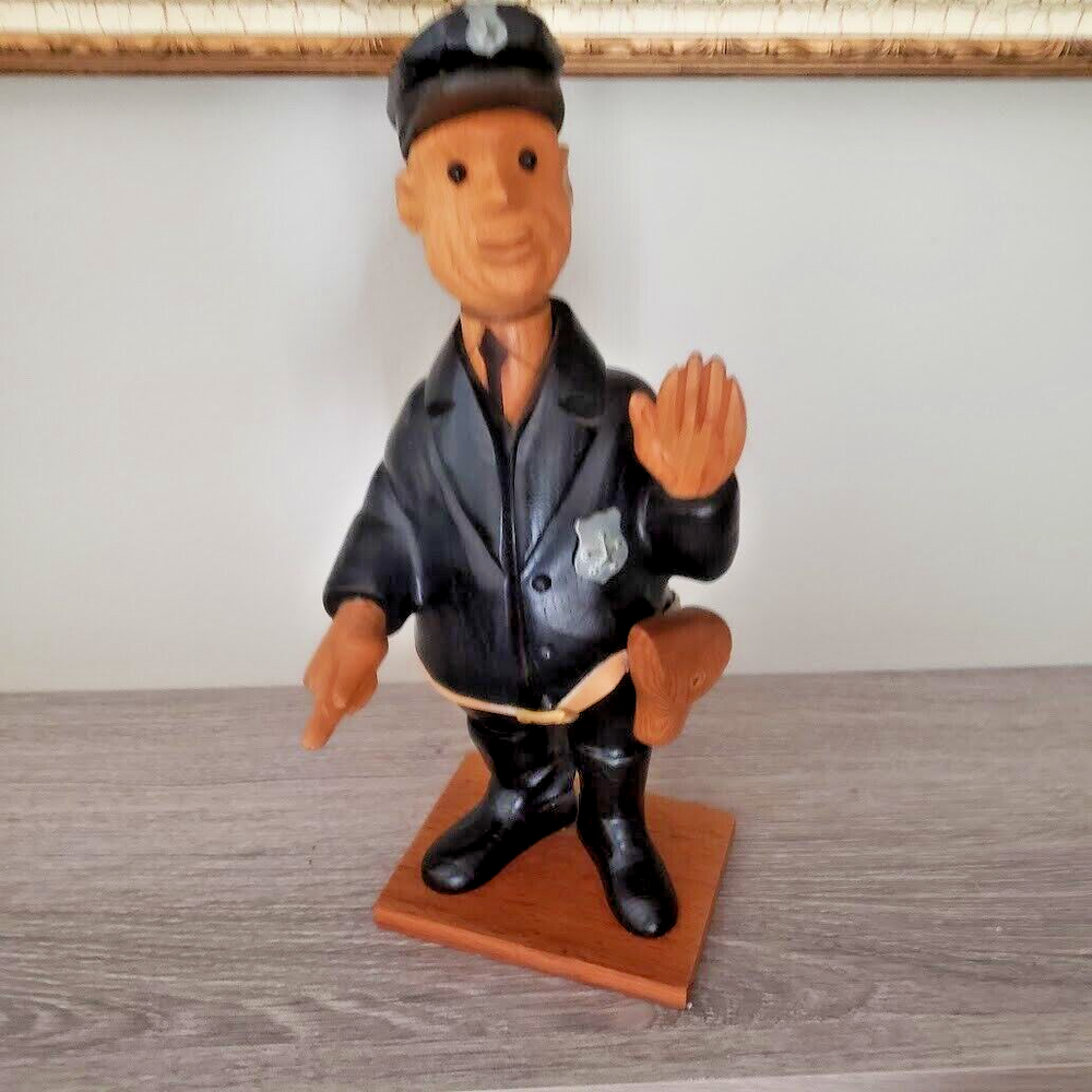 Vintage 11.5” Wooden Policeman Statue - Made in Italy