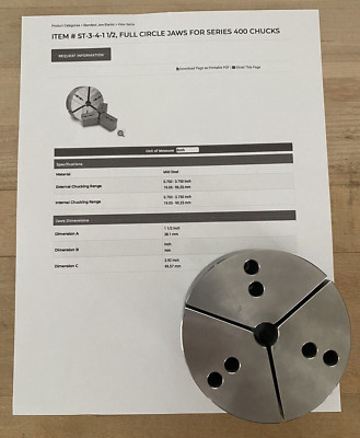 Northfield Precision 3 pc Full Circle Jaws for Series 400 Chucks ST-3-4-1  1/2