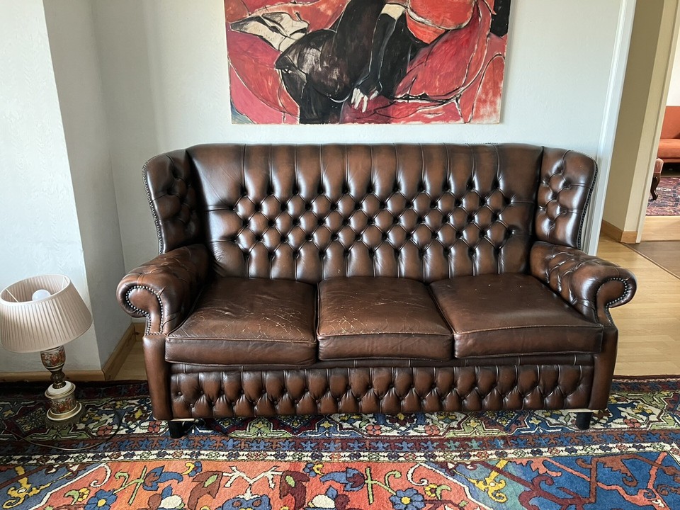 Vintage Style Chesterfield Three Seater Sofa bed Available Leather Brown eBay
