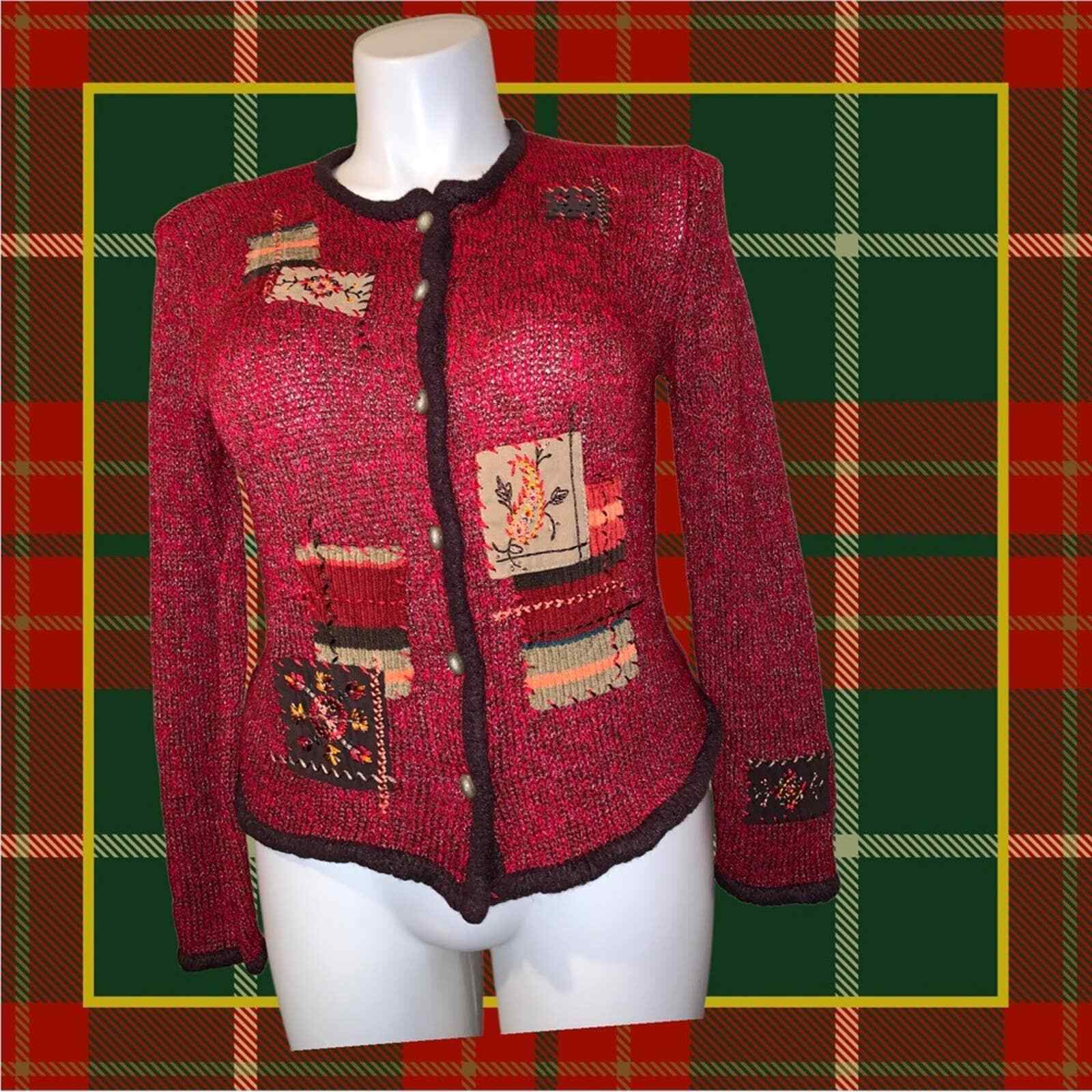 Napa Valley Patchwork Embroidery Pattern Knit But… - image 1