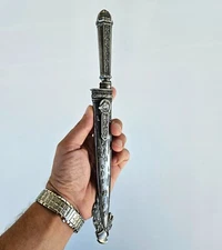 Deluxe Vintage Silver Plated Gaucho Boot Knife INOX Cowboy Theme Churrasqueira 1