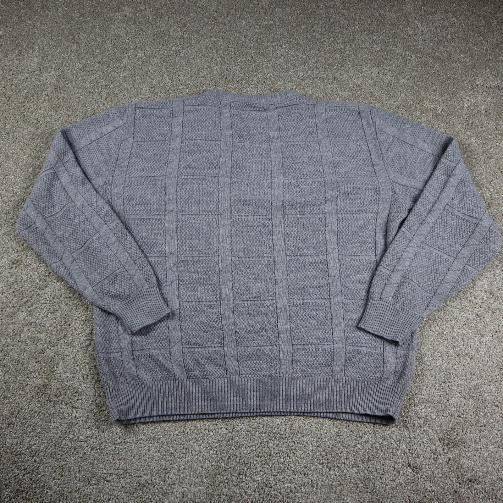 VINTAGE Christian Dior maglione uomo grande grigio Monsieur USA felpa testurizzata