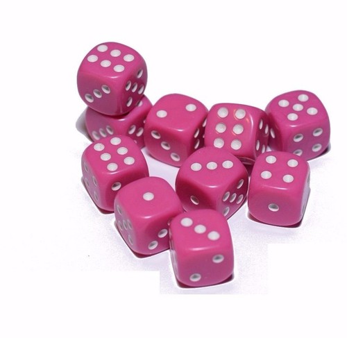 10 Pink Opaque Dice Set 16mm 6-Sided RPG Magic D&D Unique with White Pips Roller - Picture 2 of 3