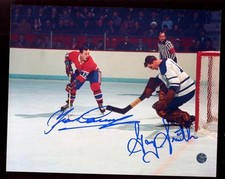 Classic Canadiens Maple Leafs Signed 8x10 Photo Yvan Cournoyer Goalie Gary Smith