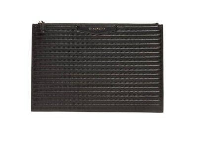 Givenchy Unisex's Antigona Logo Lettering Quilted Leather Pouch,Black, MSRP $890