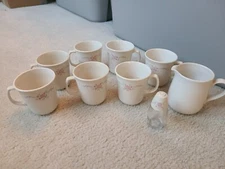Corning Ware USA Mugs SET pink Blue Floral Ivory Tea Coffee Cream Salt GEMCO