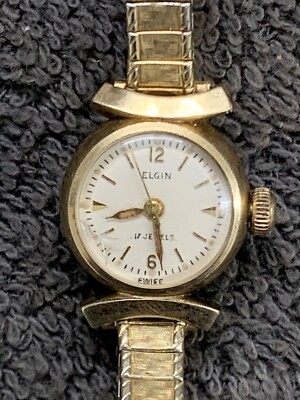 RARE VINTAGE SWISS ELGIN WIND UP WATCH 17 JEWEL 10K RGP  display picture 3