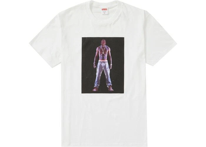 T shirt SUPREME « HOLOGRAMME TUPAC » GRAND BLANC 100 % authentique FABRIQUÉ AUX ÉTATS UNIS
