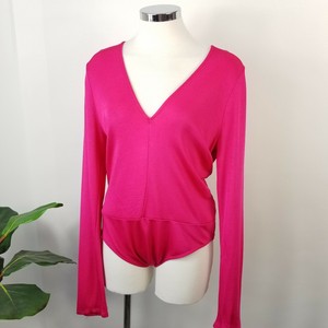 hot pink long sleeve bodysuit
