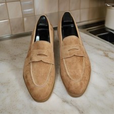 British Men Genuine Suede Leather Shoes Casual Loafer Brown Handmade Dress Shoes