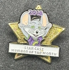 Chuck E Cheese 2018 Star cast member of the month enamel pin gold staff member