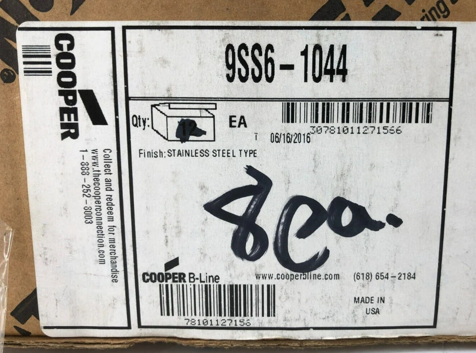 Box of 12 New Cooper B-Line 9SS6-1044 Splicing Cable Trays Stainless Steel 4" Wi - Image 2 of 4